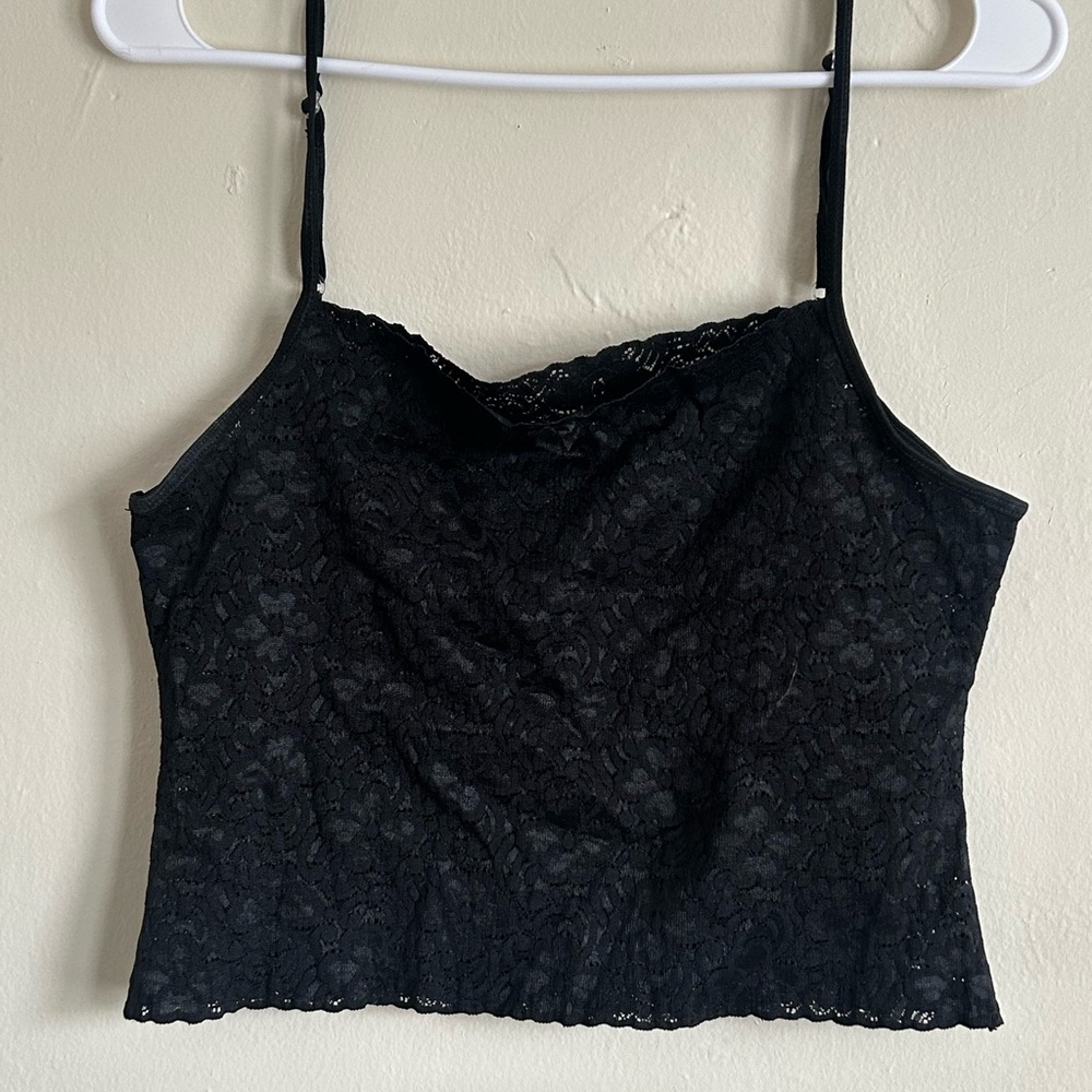 90s Black Lace Cropped Cami